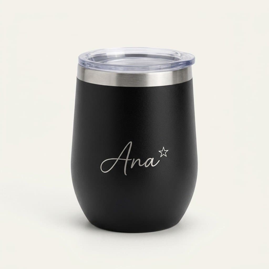Copo térmico 473 ml gravado a laser com o nome Ana